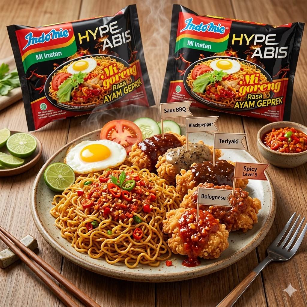 Indomie Goreng Geprek Ayam Fillet Rice Bowl Mantul